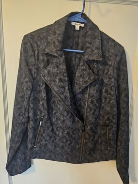 bar III Women's Gray Camouflage Blazer Jacket